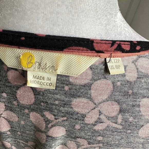 Boden Hattie Clover Print Jersey Sz 8P Black Pink A-Line Long Sleeve Dress - Picture 7 of 8